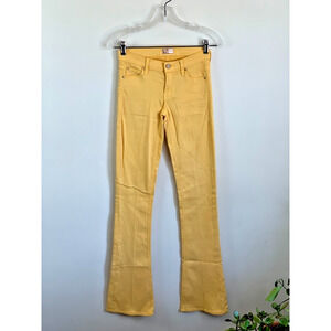 NWOT MOTHER Jeans 24 Buttercup Yellow The Runaway Low Flare Wash Stretch USA